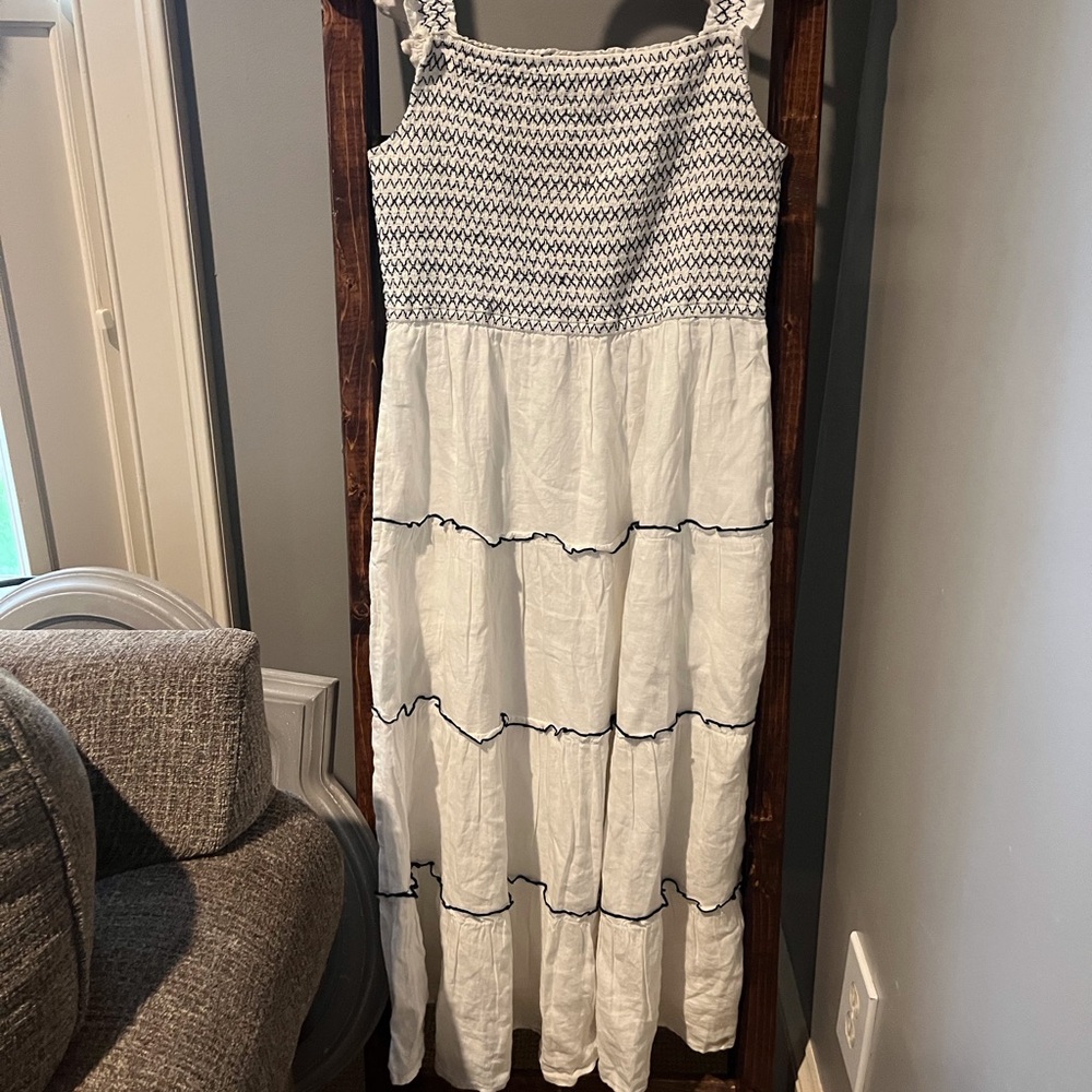 NWT Vineyard Vines ruffle sleeve smocked linen midi dress - medium - Picture 6 of 6
